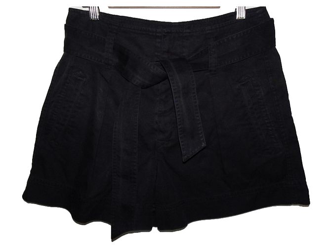 Isabel Marant Etoile Shorts mit Gürtel hohe Taille dunkelgrau Baumwolle Anthrazitgrau