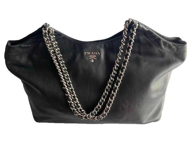 Tote Borsa Prada Shopping Bag in pelle nera Nero