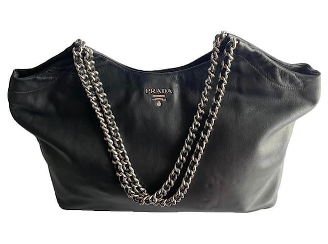 Prada Shopping Tote Black Leather  ref.873756