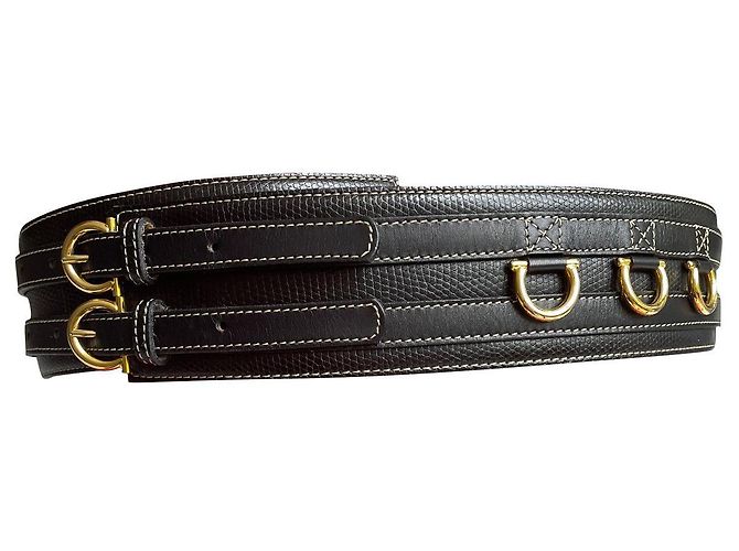 Lancel Wide Leather Belt Black