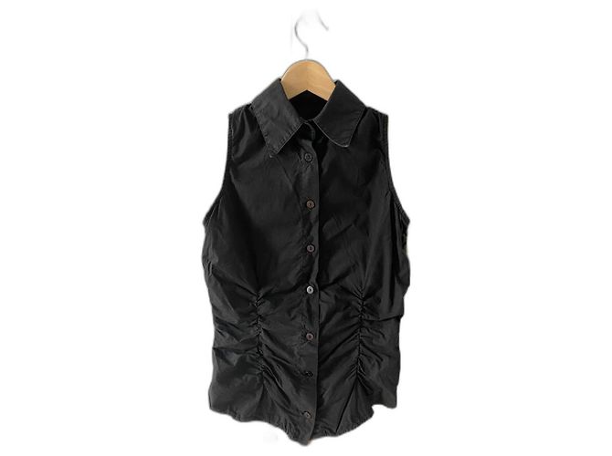 Jean Paul Gaultier camicia senza maniche nera in cotone Nero