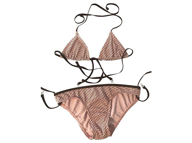 Costume da bagno Dior monogramma rosa e marrone 10 anni
