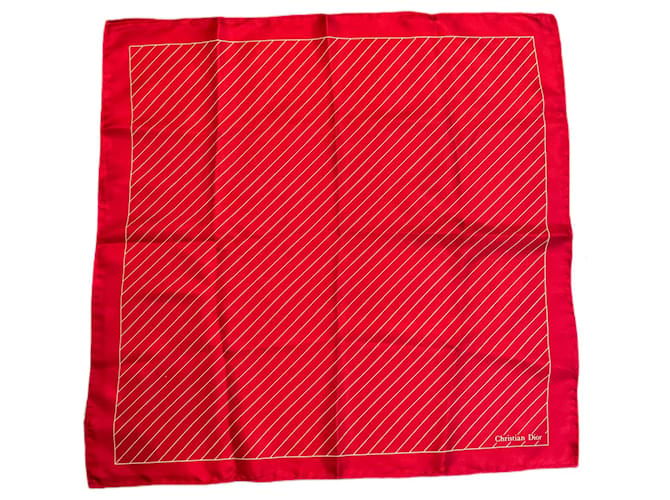 Christian Dior Dior Monsieur silk packet square White Dark red  ref.873809