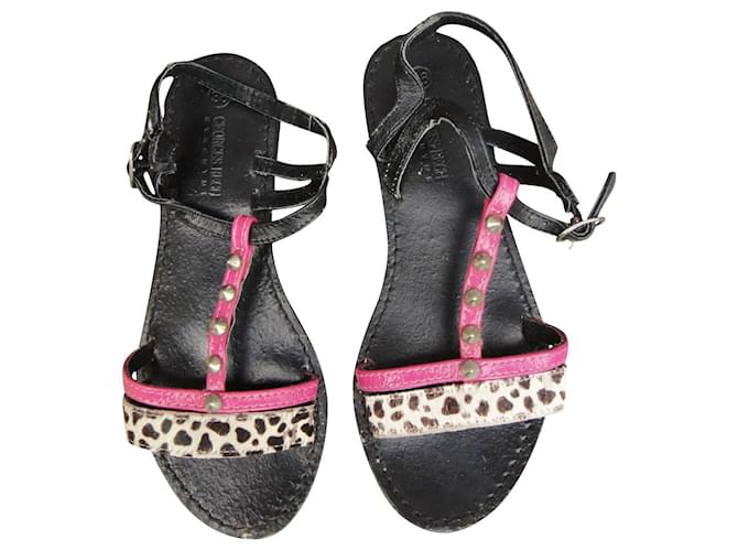 sandals Synonym of Georges Rech p 36 Black Pink Leather  ref.873829