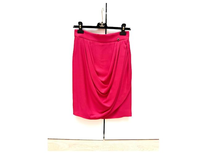 Chanel Falda de crepé de seda rosa T 38  ref.873848