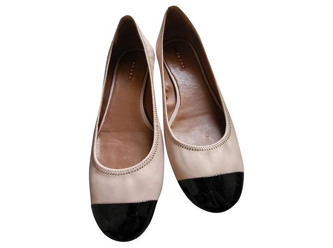 Prada Ballerinas Leder Schwarz Rosa Pink