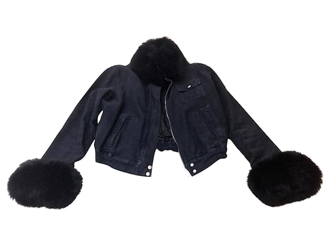Blumarine Jacket Black Cotton Fur  ref.873870
