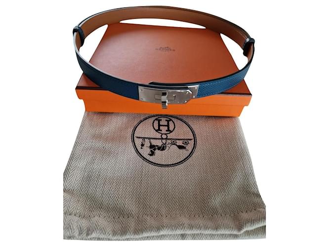 Hermès Ceinture Kelly Blue Leather  ref.873884