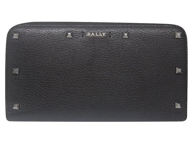 Cartera Bally de cuero negro con interior rosa