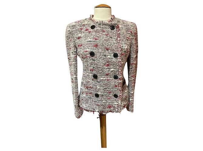 Isabel Marant Etoile JORSON Jacke rot grau Wolle Mehrfarben