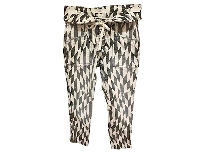 Isabel Marant Etoile Pants, leggings White Grey Cotton Elastane  ref.873931