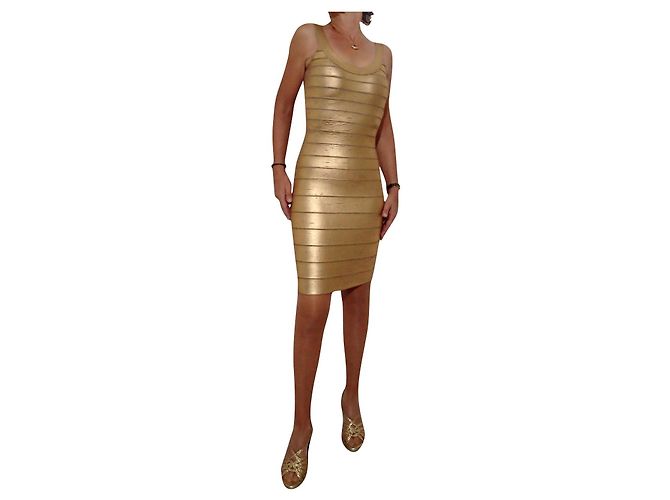 Vestido Bandage Herve Leger Dourado