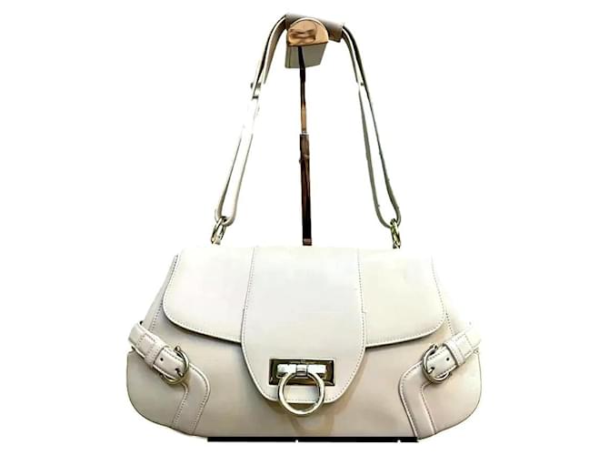 Vintage Salvatore ferragamo gancini shoulder bag White Beige Leather  ref.873946