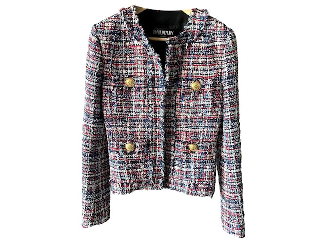 Balmain cropped tweed jacket Multiple colors Cotton ref.873984 - Joli Closet