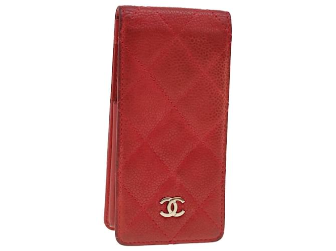CHANEL-iPhone 5 Hülle Caviar Skin Red CC Auth bs4706 Rot  ref.874052