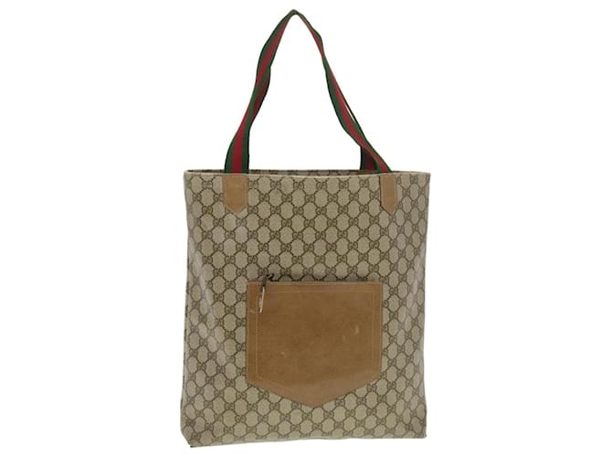 GUCCI Web Sherry Line GG Canvas Tote Bag Cuir PVC Beige Vert Rouge Auth rd4576  ref.874073