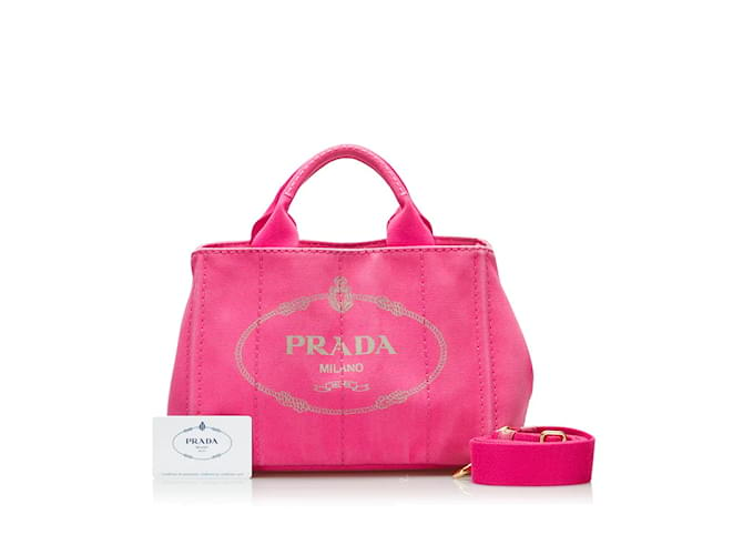 Prada Canapa Logo Handtasche B2439G Pink Leinwand  ref.874138