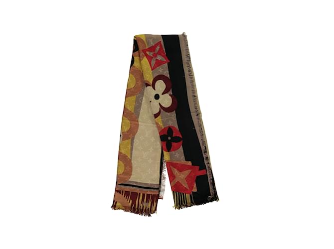 Sciarpa Louis Vuitton in seta e lana stampata con monogramma Jungle Fever Multicolore  ref.874156