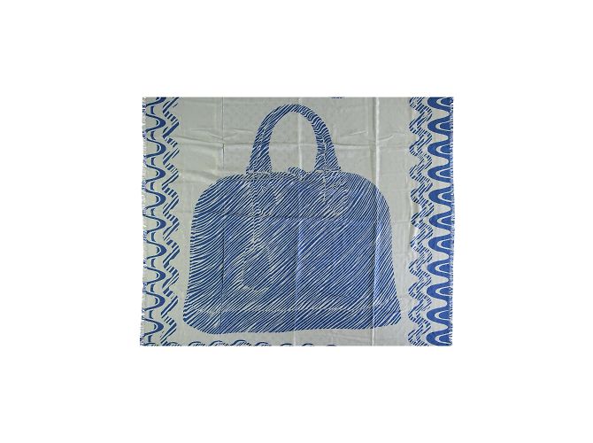 Lenço Louis Vuitton azul e branco com estampa Alma