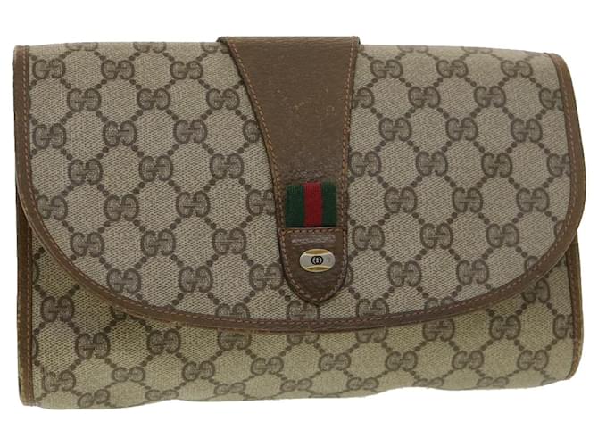 GUCCI GG Canvas Web Sherry Line Clutch Bag Beige Red Green 89.01.030 auth 39241  ref.874265
