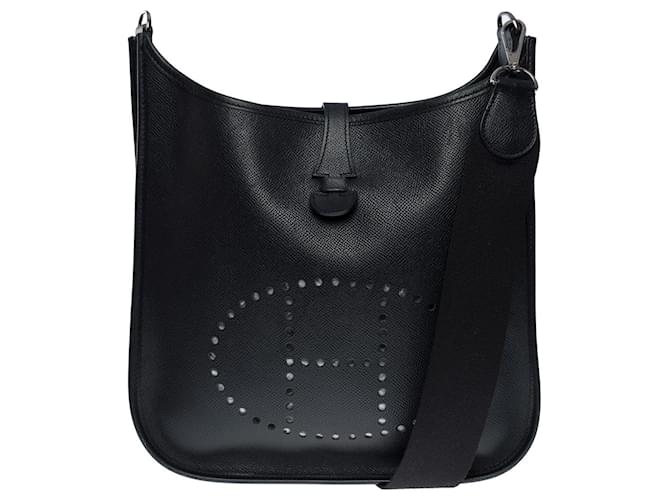 Hermès sac bandoulière evelyne 29 en epsom noir-101176 Cuir  ref.874389