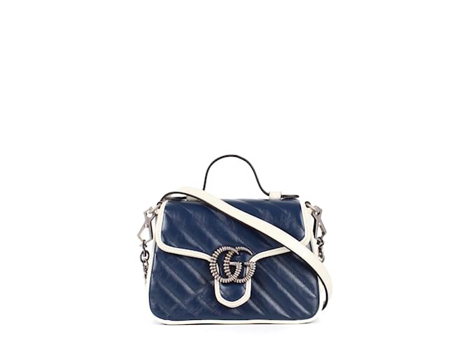 Marmont Sacs à main GUCCI T.  cuir de vachette Bleu Marine  ref.874454