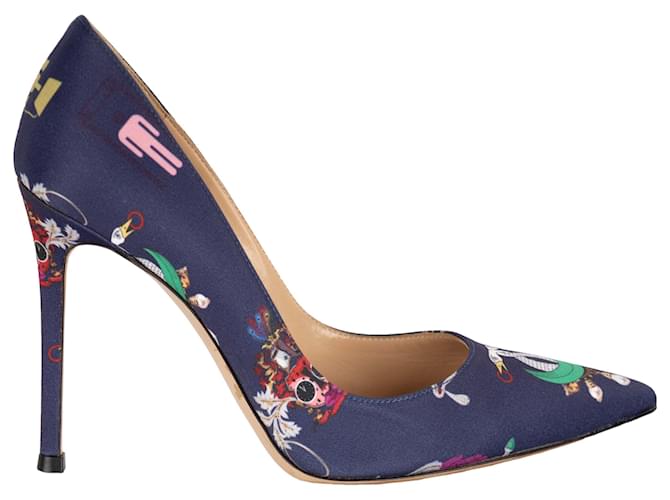 Zapatos de tacón con estampado de seda de Gianvito Rossi Multicolor  ref.874481