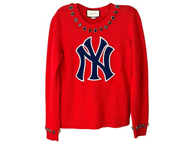 Gucci ny yankees wool sweater Red  ref.874523