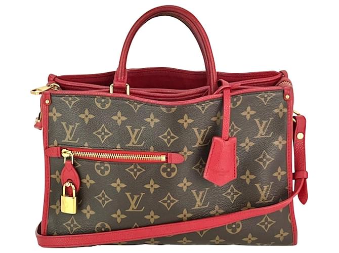 Louis Vuitton popincourt mm monograma bolsa de mão vermelha Vermelho Lona  ref.874526