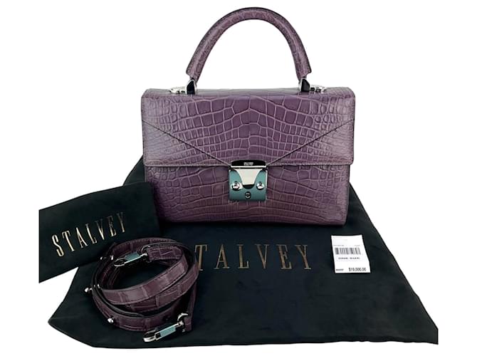 Autre Marque Stalvey top handle alligator bag crossbody Purple Leather  ref.874543
