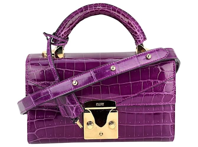 Autre Marque Exclusivo bolso Stalvey con asa en la parte superior de piel de aligátor y bandolera de lujo Púrpura Cuero  ref.874573