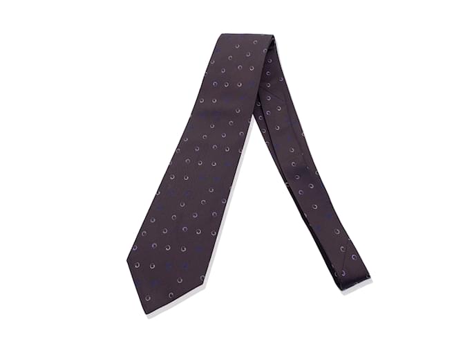 Hermès Cravate à motif rond géométrique en soie marron Hermes Paris  ref.874593