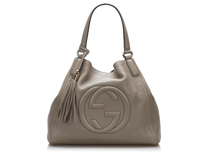 Gucci Gray Soho Tote Bag Grey Leather Pony-style calfskin  ref.874963