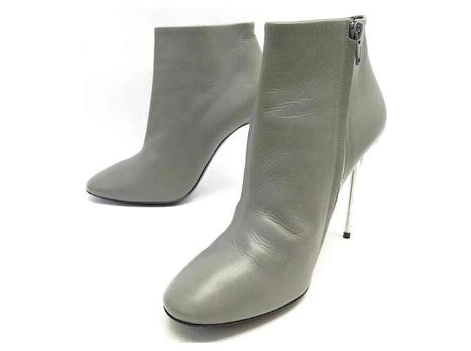 BALENCIAGA WADHO SHOES 400356 ANKLE BOOTS TRANSPARENT HEELS 38 BOOTS Grey Leather  ref.875155