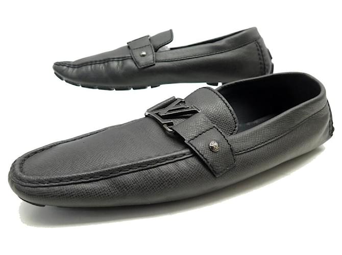LOUIS VUITTON MOCCASIN SHOES 13 47 MONTE CARLO ANTHRACITE LEATHER SHOES Dark grey  ref.875180