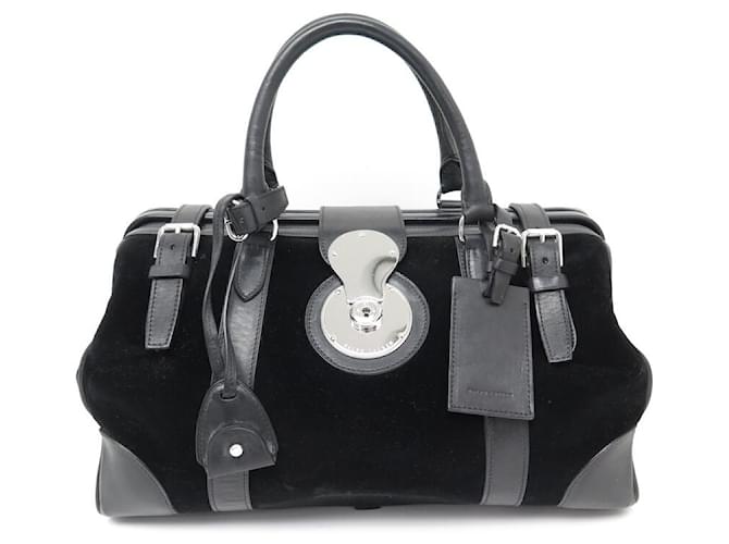 Ralph Lauren White/Black Canvas and Leather Ricky Tote Ralph Lauren