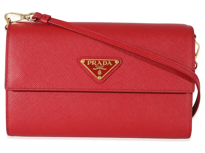 Prada Saffiano Chain Crossbody Bag - Red Crossbody Bags, Handbags