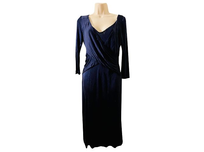 Ghost London Vestido Ghost de jersey de seda en azul oscuro