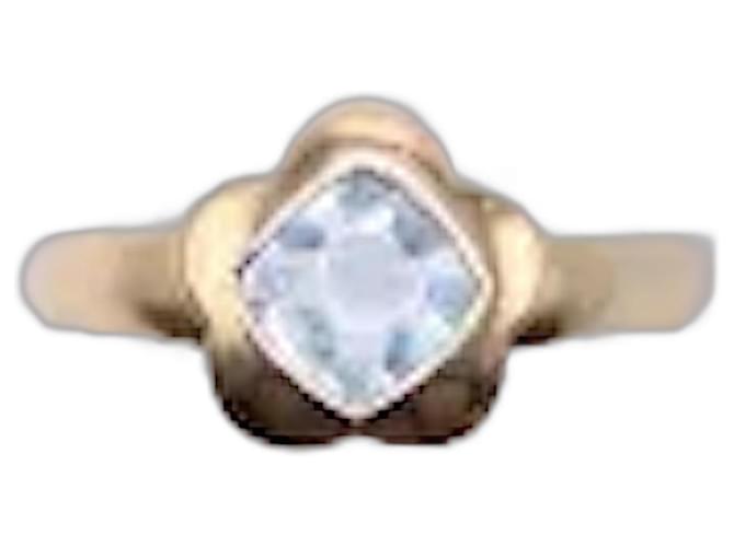 Autre Marque Vintage gold aquamarine flower shape ring 750%O Light blue Gold hardware Yellow gold  ref.876171