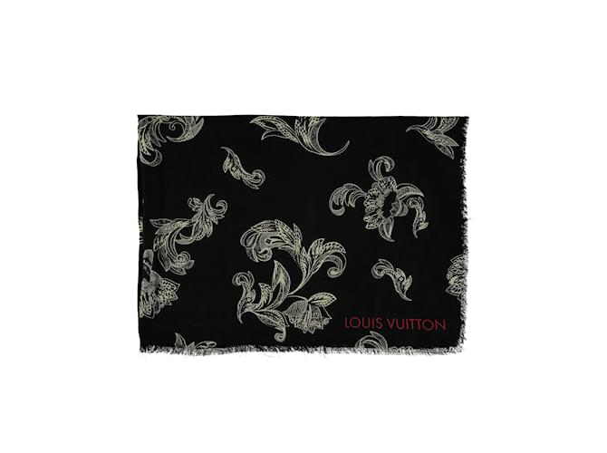 Sciarpa con motivo floreale bianco e nero Louis Vuitton Multicolore  ref.876278