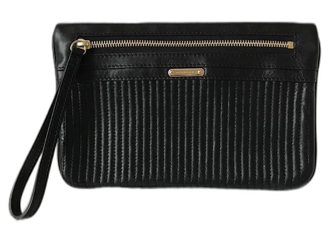 Burberry Clutch bags Black Leather  ref.876302