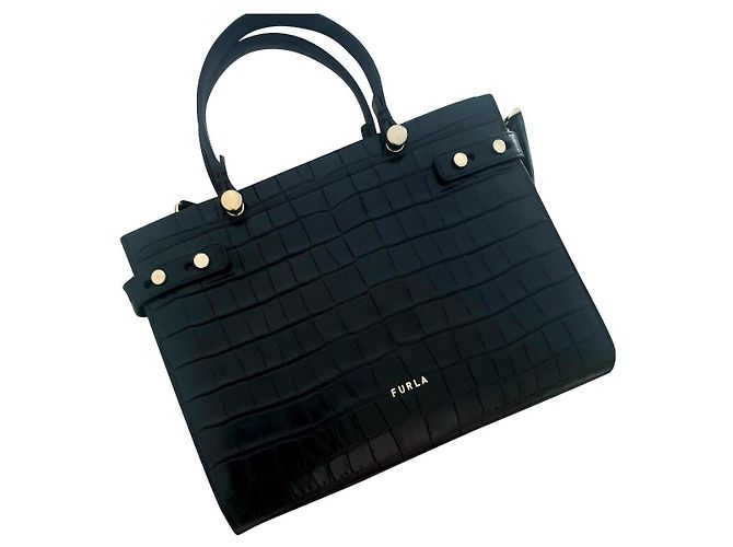 Furla Handtasche aus schwarzem Lammleder