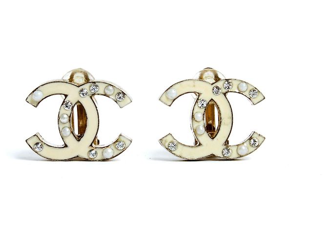 Chanel CC CLIPS PERLE SMALTATE D'oro 