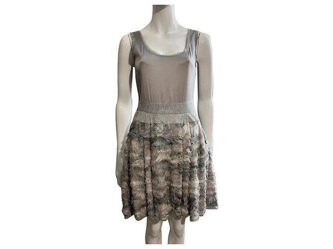 Diane Von Furstenberg Dancer Seidenkleid grau Silber