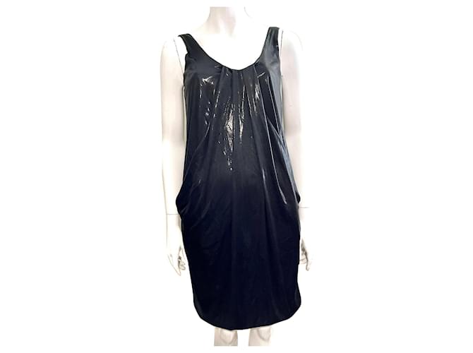 Diane Von Furstenberg DvF metallic black vintage Lesley dress Polyester  ref.876432