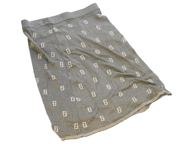 FENDI Zucchino Skirt Cotton Rayon Gray Auth ar3701 Grey  ref.876449