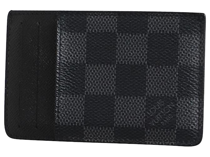 Louis Vuitton Neo Kartenetui aus beschichtetem Damier Graphite Canvas Grau Leinwand  ref.876493