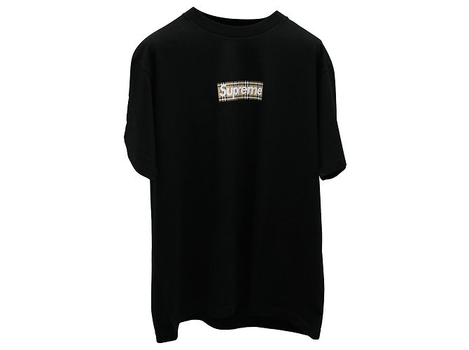 Burberry x Supreme Logo Basic Tee in Black Cotton