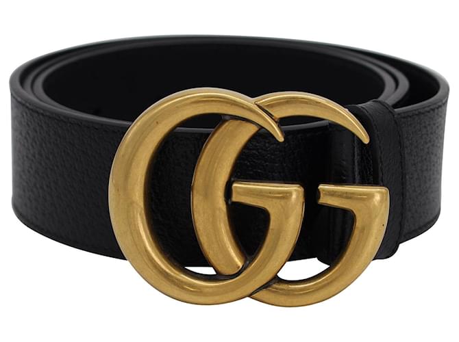 Gucci GG Buckle Marmont Belt in Black Leather  ref.876548