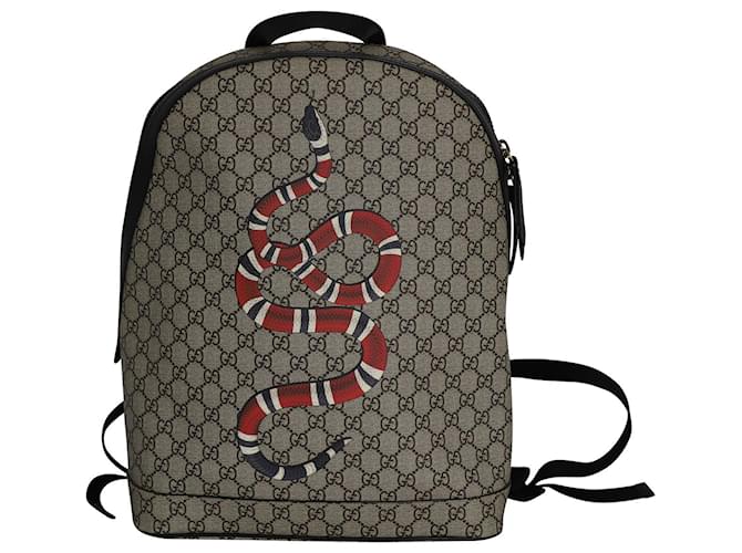 Gucci GG Supreme Monogram Kingsnake Dome Backpack in Grey Coated Canvas Cloth  ref.876551
